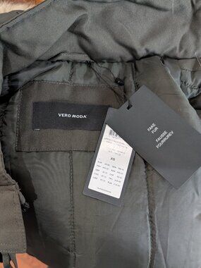 NWT ASOS Vero Moda faux fur hooded parka Khaki Size XS